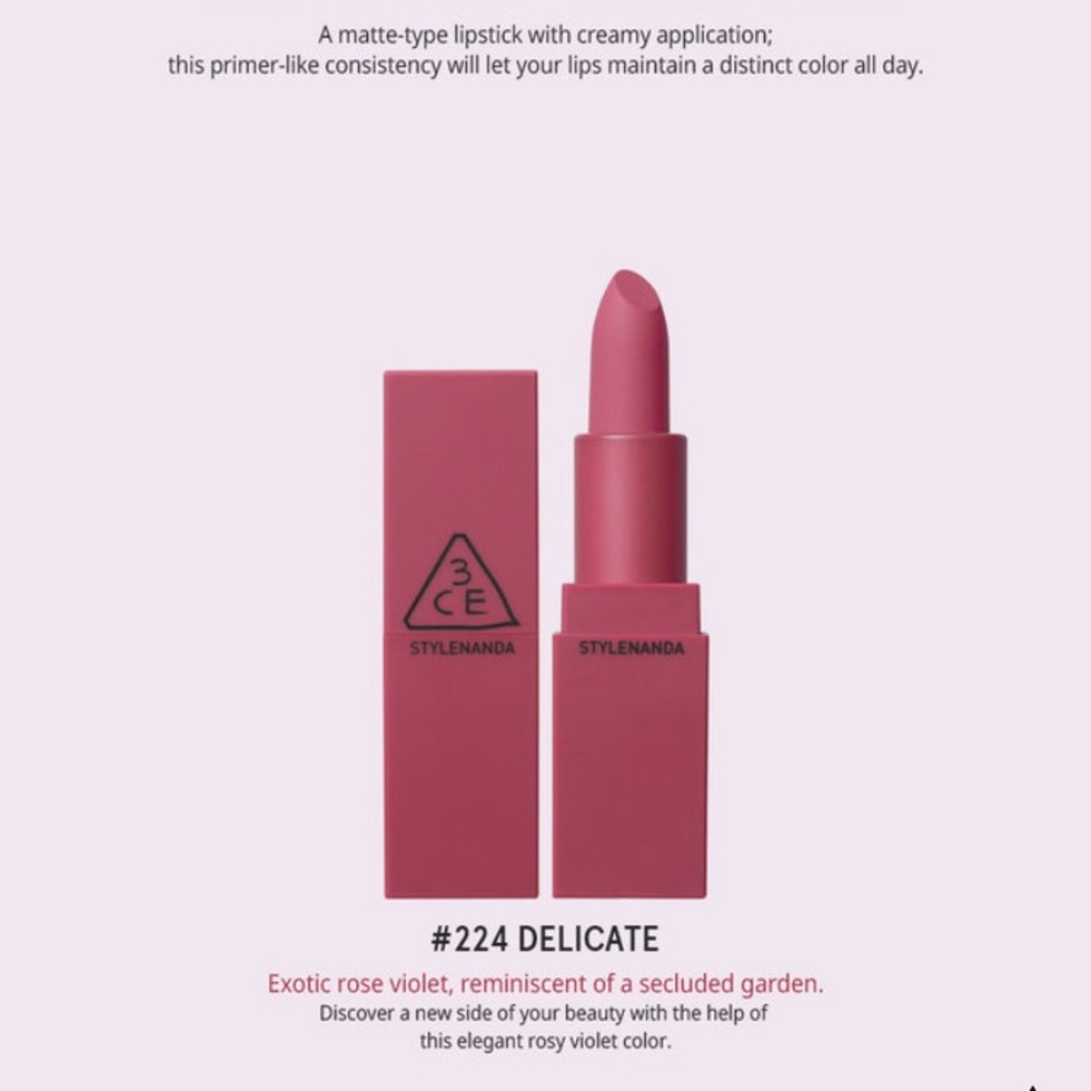 New 3CE Matte Lip Color #224 Delicate - Picture 2 of 7